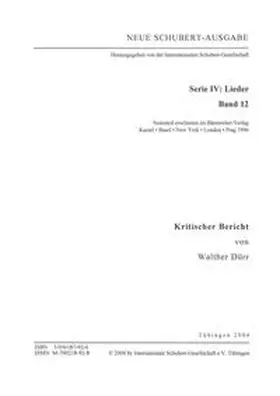 Dürr |  Neue Schubert-Ausgabe. Kritische Berichte / Lieder 12 | Buch |  Sack Fachmedien