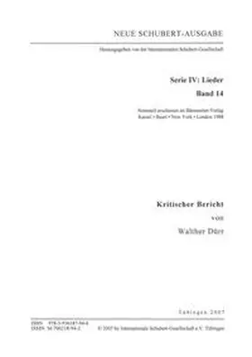 Dürr |  Neue Schubert-Ausgabe. Kritische Berichte / Lieder 14 | Buch |  Sack Fachmedien