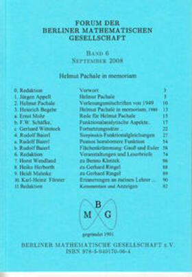  Forum der Berliner Mathematischen Gesellschaft / Helmut Pachale in memoriam | Buch |  Sack Fachmedien