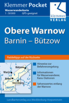 Klemmer |  Klemmer Pocket Wasserwanderkarte Obere Warnow, Barnin  Bützow 1 : 50 000 | Sonstiges |  Sack Fachmedien