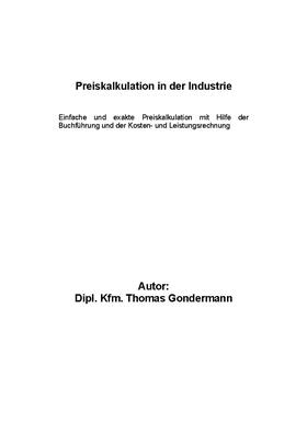 Gondermann |  Preiskalkulation in der Industrie | eBook | Sack Fachmedien