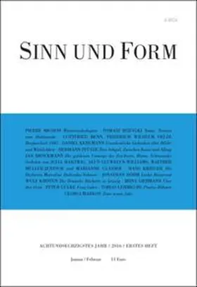  Sinn und Form 1/2016 | Buch |  Sack Fachmedien