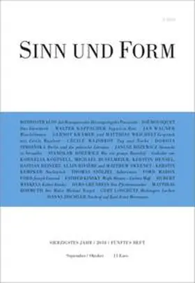  Sinn und Form 5/2018 | Buch |  Sack Fachmedien