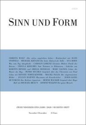  Sinn und Form 6/2020 | Buch |  Sack Fachmedien