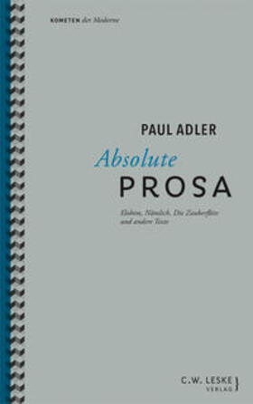 Adler / Zittel |  Absolute Prosa | Buch |  Sack Fachmedien