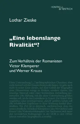 Zieske |  "Eine lebenslange Rivalität"? | Buch |  Sack Fachmedien