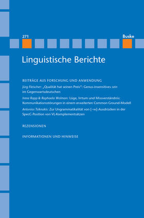 Grewendorf / Stechow / Steinbach |  Linguistische Berichte Heft 271 | Buch |  Sack Fachmedien
