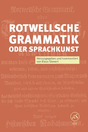 Siewert |  Rotwellsche Grammatik oder Sprachkunst Frankfurt am Mayn 1755 | Buch |  Sack Fachmedien