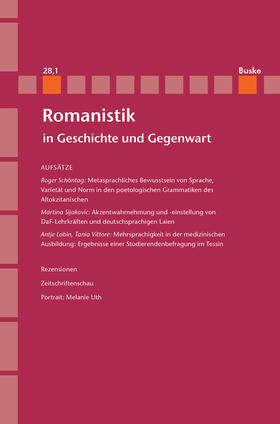 Kramer / Klump / Lobin |  Romanistik in Geschichte und Gegenwart Jahrgang 28 Heft 1 | Buch |  Sack Fachmedien