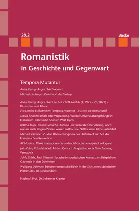 Klump / Kramer / Lobin |  Romanistik in Geschichte und Gegenwart Jahrgang 28 Heft 2 | Buch |  Sack Fachmedien