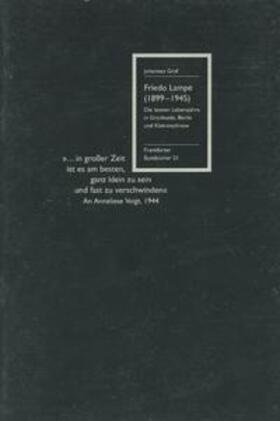 Graf |  Graf, J: Friedo Lampe (1899-1945) | Buch |  Sack Fachmedien