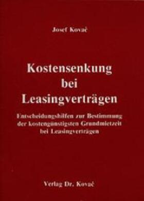 Kovac |  Kostensenkung bei Leasingverträgen | Buch |  Sack Fachmedien