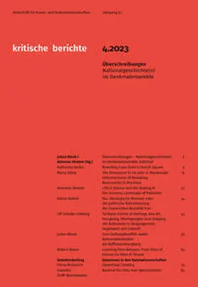 Blunk / Shalem |  Kritische Berichte: Zeitschrift für Kunst-                                                  und Kulturwissenschaften / Jahrgang 51, Heft                                                  4.2023 | Buch |  Sack Fachmedien