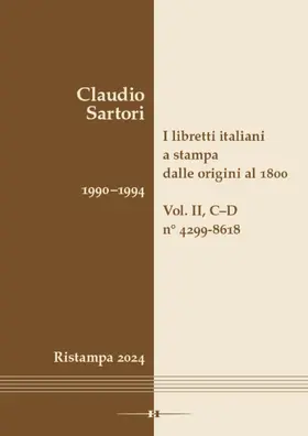 Sartori |  I libretti italiani a stampa dalle origini al 1800. Catalogo analitico con 16 indici | eBook | Sack Fachmedien