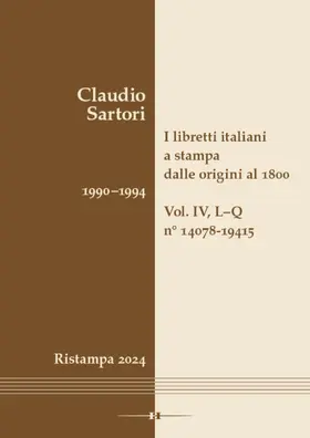 Sartori |  I libretti italiani a stampa dalle origini al 1800. Catalogo analitico con 16 indici | Buch |  Sack Fachmedien