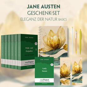 EasyOriginal Verlag / Austen |  Jane Austen Geschenkset - 7 Bücher (Softcover + Audio-Online) + Eleganz der Natur Schreibset Basics | Buch |  Sack Fachmedien
