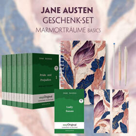 EasyOriginal Verlag / Austen |  Jane Austen Geschenkset - 7 Bücher (Softcover + Audio-Online) + Marmorträume Schreibset Basics | Buch |  Sack Fachmedien