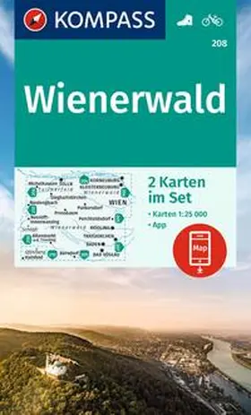  KOMPASS Wanderkarten-Set 208 Wienerwald (2 Karten) 1:25.000 | Sonstiges |  Sack Fachmedien