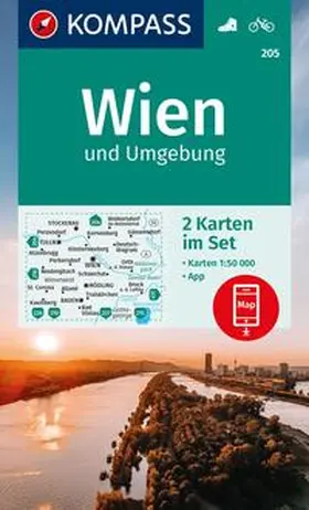 KOMPASS Wanderkarten-Set 205 Wien und Umgebung (2 Karten) 1:50.000 | Sonstiges | 978-3-99121-765-7 | sack.de