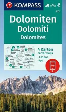  KOMPASS Wanderkarten-Set 672 Dolomiten, Dolomiti, Dolomites (4 Karten) 1:35.000 | Sonstiges |  Sack Fachmedien