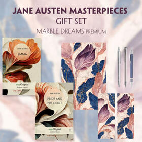 EasyOriginal Verlag / Austen |  Jane Austen's Masterpieces (with audio-online) Readable Classics Geschenkset + Marmorträume Schreibset Premium | Buch |  Sack Fachmedien