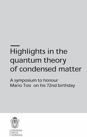 Beltram / Settis |  Highlights in the Quantum Theory of Condensed Matter | Buch |  Sack Fachmedien