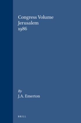 Emerton |  Congress Volume Jerusalem 1986 | Buch |  Sack Fachmedien