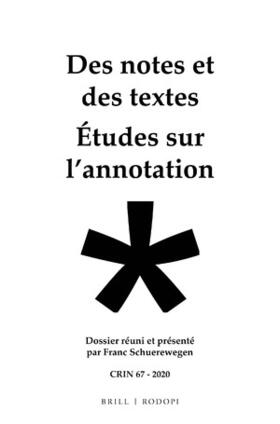  Des Notes Et Des Textes; Études Sur l'Annotation | Buch |  Sack Fachmedien