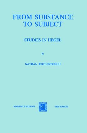 Rotenstreich |  From Substance to Subject | Buch |  Sack Fachmedien