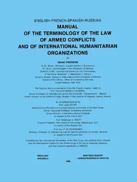 Paenson |  Manual of the Terminology of the Law of Armed Conflicts and of International Humanitarian Organizations | Buch |  Sack Fachmedien