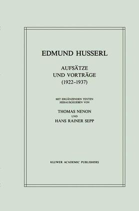 Husserl / Sepp / Nenon |  Aufsätze und Vorträge (1922¿1937) | Buch |  Sack Fachmedien
