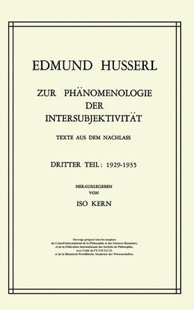 Husserl / Kern |  Zur Phänomenologie der Intersubjektivität | Buch |  Sack Fachmedien