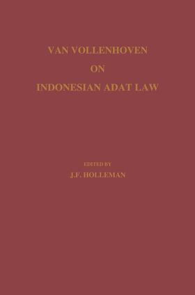 Vollenhoven / Loparo / Holleman |  Van Vollenhoven on Indonesian Adat Law | Buch |  Sack Fachmedien