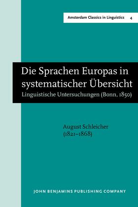 Schleicher |  Die Sprachen Europas in systematischer Übersicht | Buch |  Sack Fachmedien