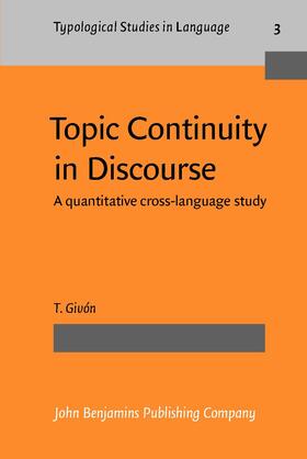Givón |  Topic Continuity in Discourse | Buch |  Sack Fachmedien