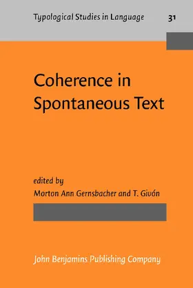 Gernsbacher / Givón |  Coherence in Spontaneous Text | Buch |  Sack Fachmedien