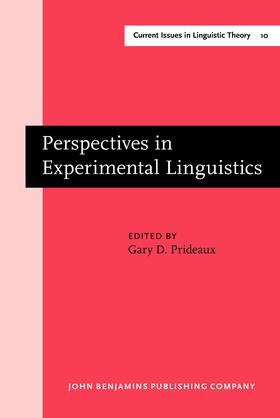 Prideaux |  Perspectives in Experimental Linguistics | Buch |  Sack Fachmedien