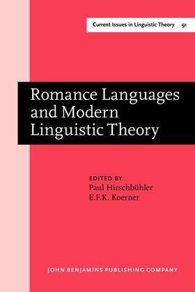 Hirschbühler / Koerner |  Romance Languages and Modern Linguistic Theory | Buch |  Sack Fachmedien