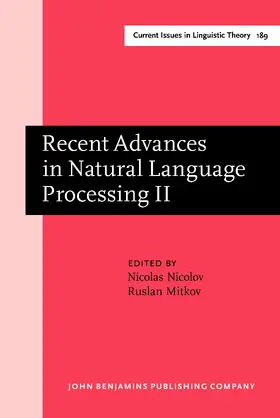 Nicolov / Mitkov |  Recent Advances in Natural Language Processing | Buch |  Sack Fachmedien