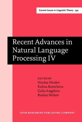 Nicolov / Bontcheva / Angelova |  Recent Advances in Natural Language Processing IV | Buch |  Sack Fachmedien
