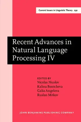 Nicolov / Bontcheva / Angelova |  Recent Advances in Natural Language Processing IV | eBook | Sack Fachmedien