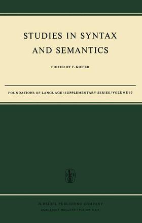Kiefer |  Studies in Syntax and Semantics | Buch |  Sack Fachmedien