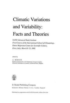 Berger |  Climatic Variations and Variability: Facts and Theories | Buch |  Sack Fachmedien