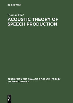 Fant |  Acoustic Theory of Speech Production | Buch |  Sack Fachmedien