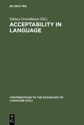 Greenbaum |  Acceptability in Language | Buch |  Sack Fachmedien