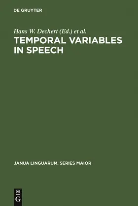 Raupach / Dechert |  Temporal Variables in Speech | Buch |  Sack Fachmedien