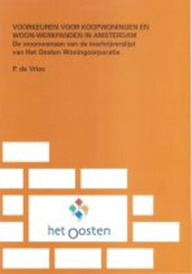 De Vries | Voorkeuren voor Koopwoningen en Woon-Werkpanden in Amsterdam | Buch | 978-90-407-2087-1 | sack.de