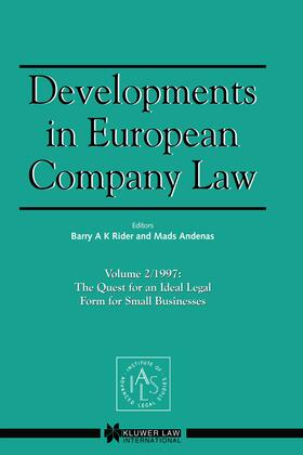 Rider |  Developments in European Company Law: The Quest for an Ideal Legal Form for Small Businesses | Buch |  Sack Fachmedien