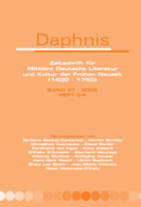BECKER-CANTARINO |  Daphnis, Zeitschrift für Mittlere Deutsche Literatur und Kultur der Frühen Neuzeit. | Buch |  Sack Fachmedien