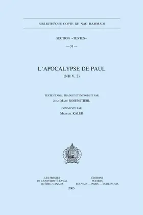 Kaler / Rosenstiehl |  L'Apocalypse de Paul: NH V,2 | Buch |  Sack Fachmedien